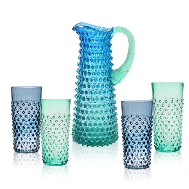 klimchi-hobnail-service-carafe-verres-ocean image 1