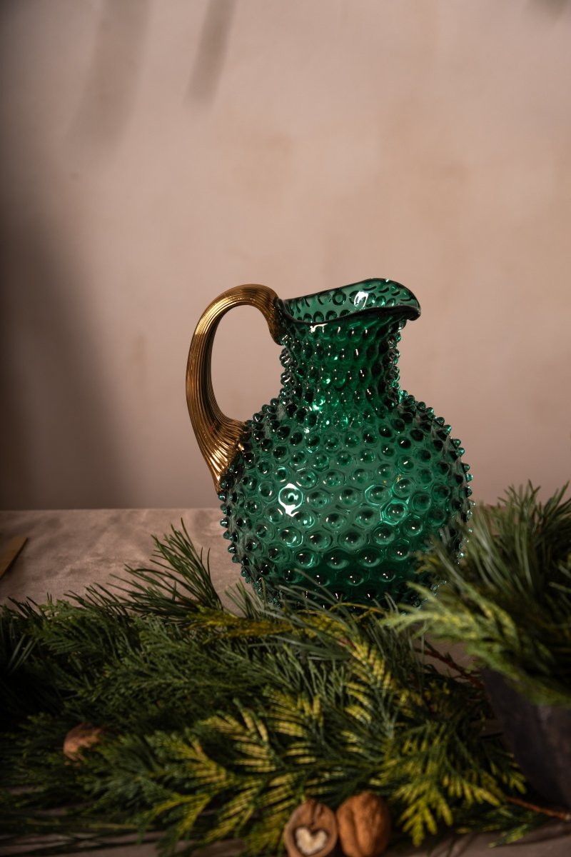 klimchi-hobnail-pichet-vert-anse-or-2-litres image 2