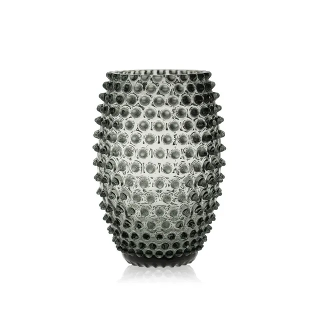 klimchi-hobnail-vase-ovale-grey-smoke-en-cristal image 1