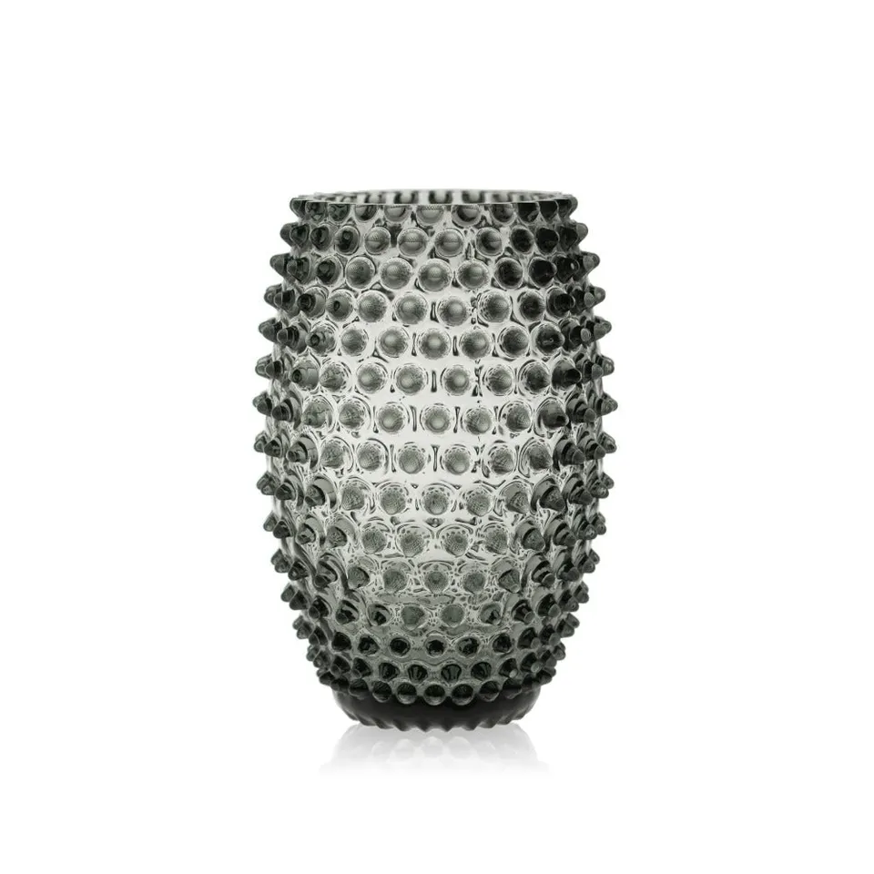 klimchi-hobnail-vase-ovale-grey-smoke-en-cristal image 1