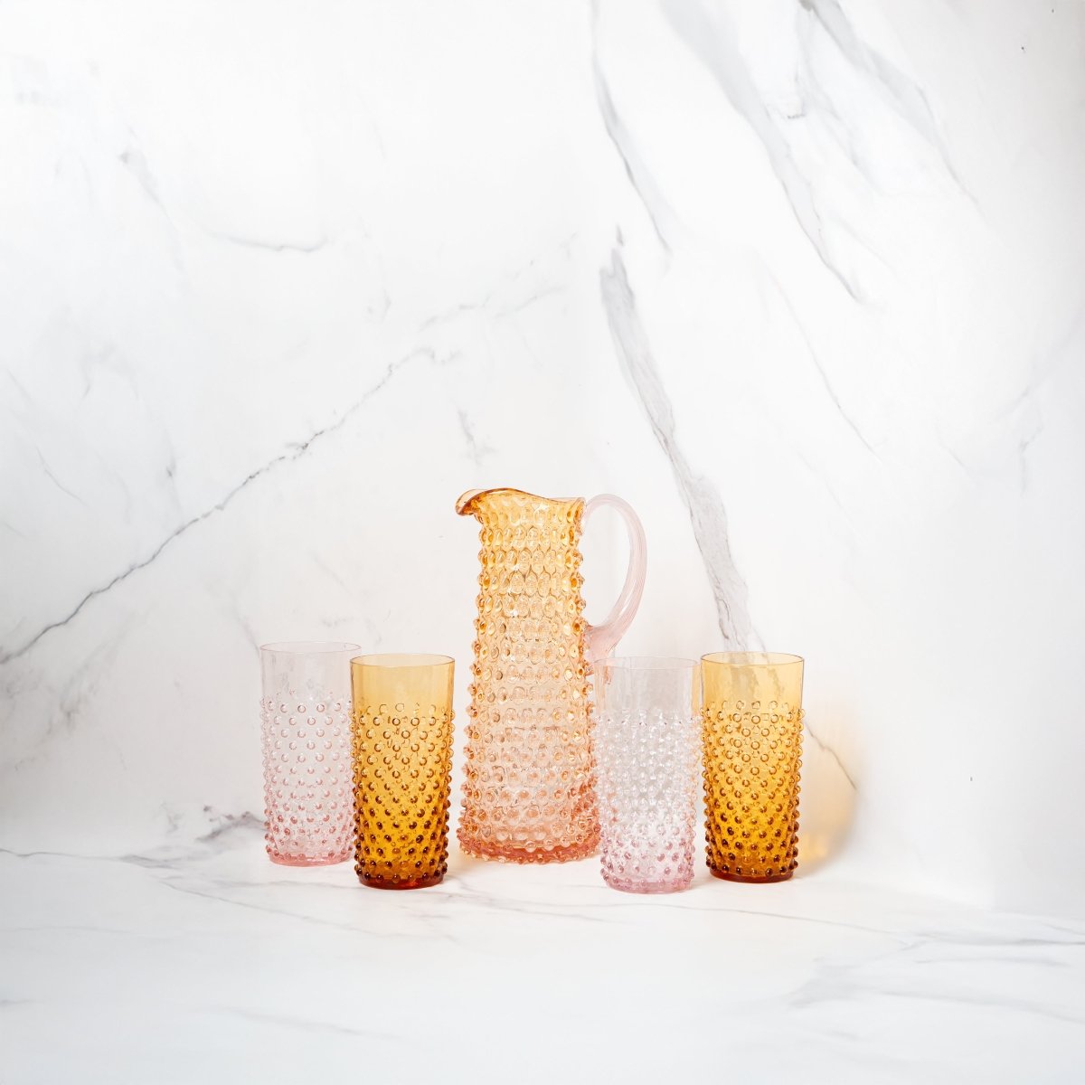 klimchi-hobnail-service-pichet-sunrise-verres-hauts-ambr image 2