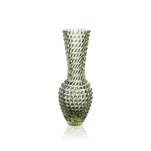 klimchi-fugu-vase-verre-vert-olive-transparent image 1