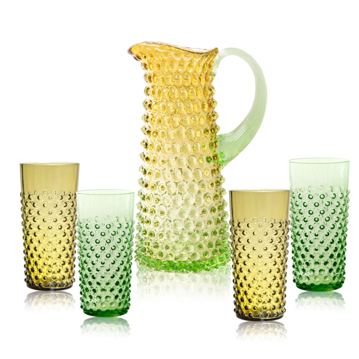 klimchi-hobnail-pichet-meadow-verres-hauts-service-cristal-vert image 1