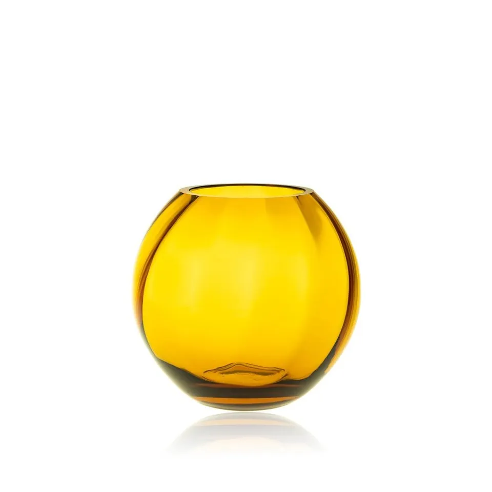 klimchi-marika-vase-rond-ambre-jaune-cristal-petit image 1