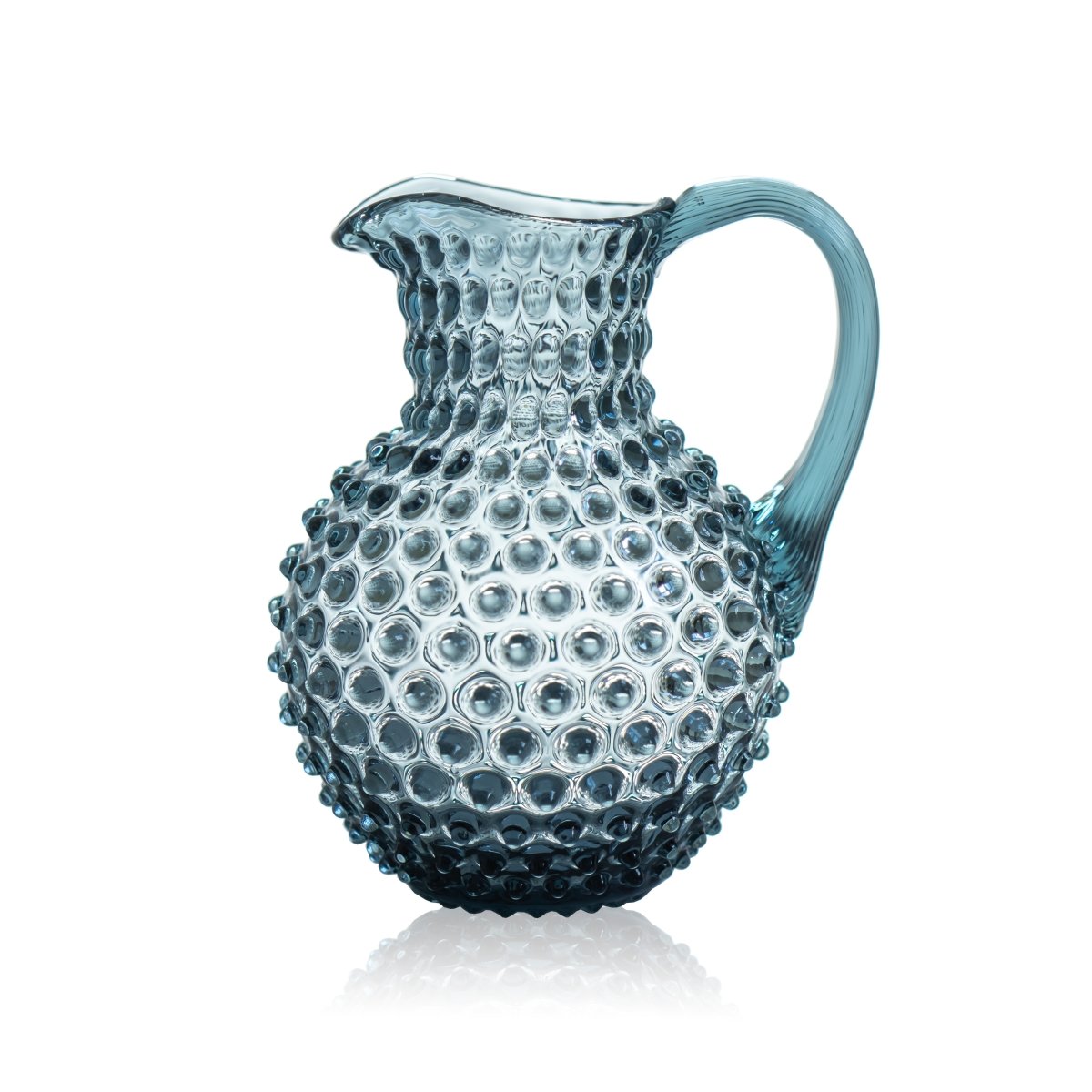 klimchi-hobnail-pichet-bleu-2l-verre-vintage-sans-plomb image 1