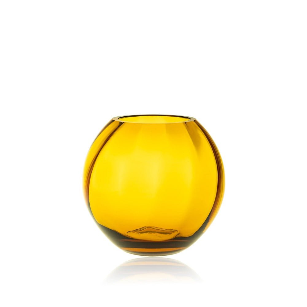 klimchi-marika-vase-rond-ambre-jaune-cristal-petit image 1