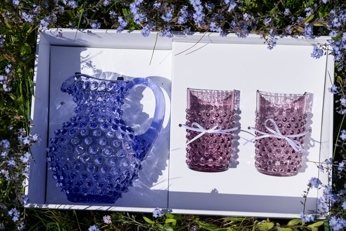 klimchi-hobnail-coffret-carafe-2-verres-verre-picots-fait-main image 8
