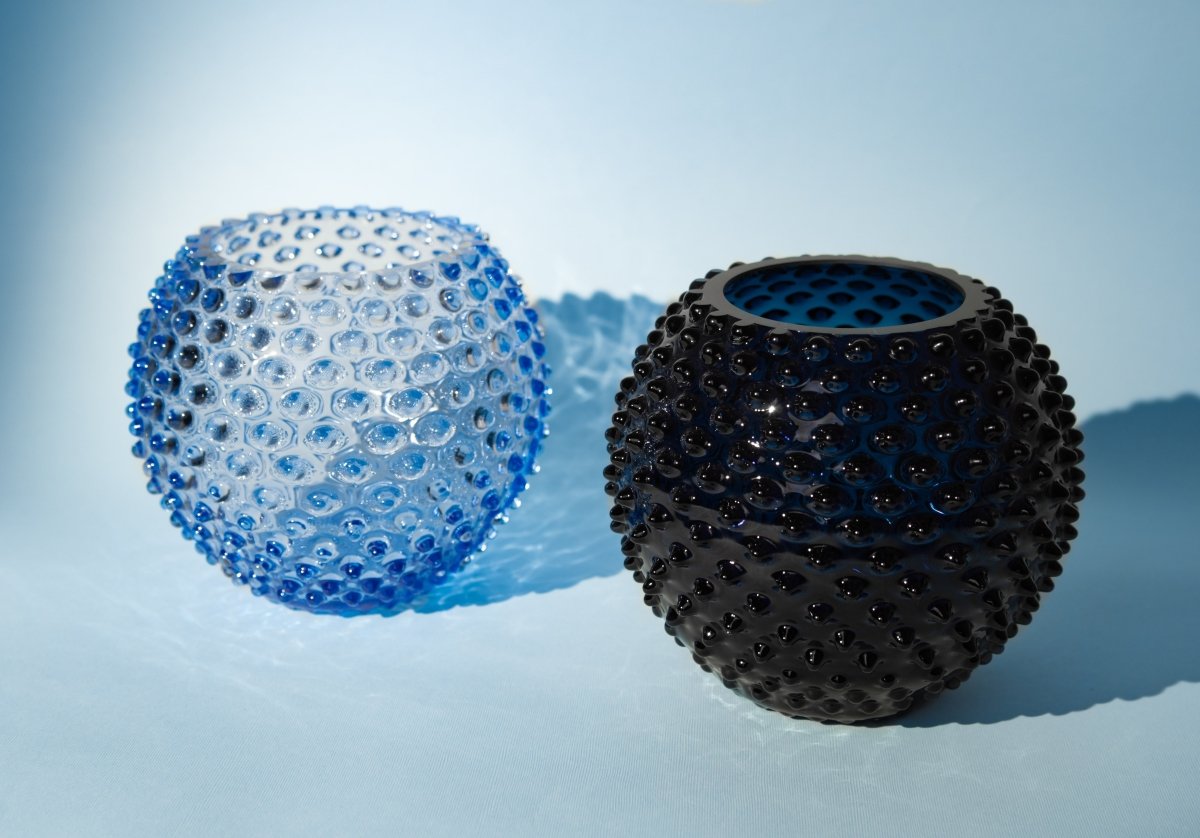 klimchi-hobnail-vase-rond-bleu-roi-cristal image 3