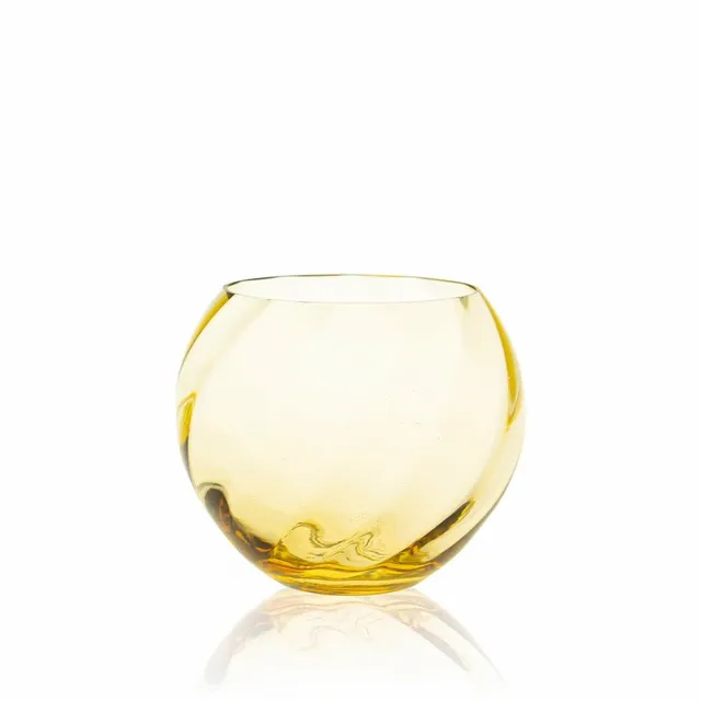 klimchi-marika-petit-vase-rond-ambre-jaune-verre-souffl image 1