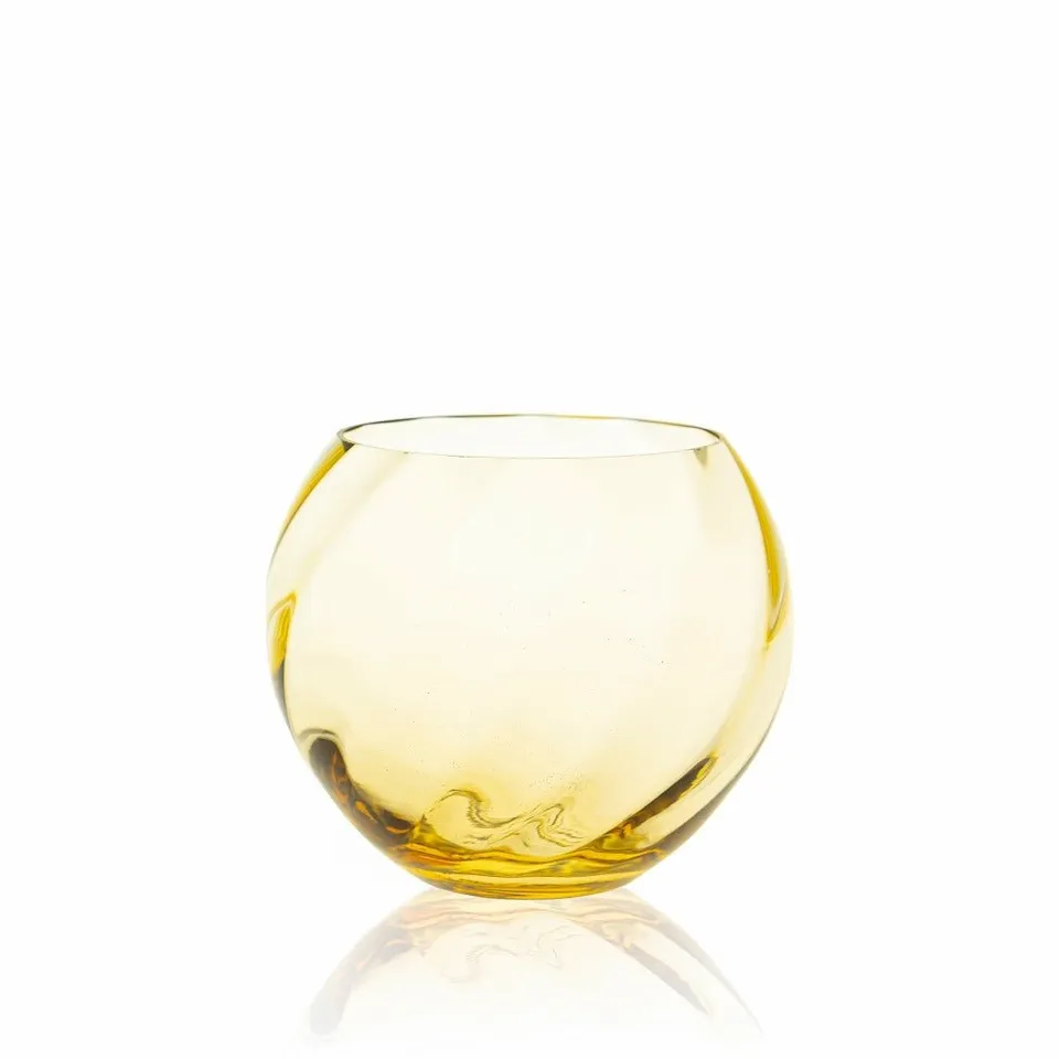klimchi-marika-petit-vase-rond-ambre-jaune-verre-souffl image 1