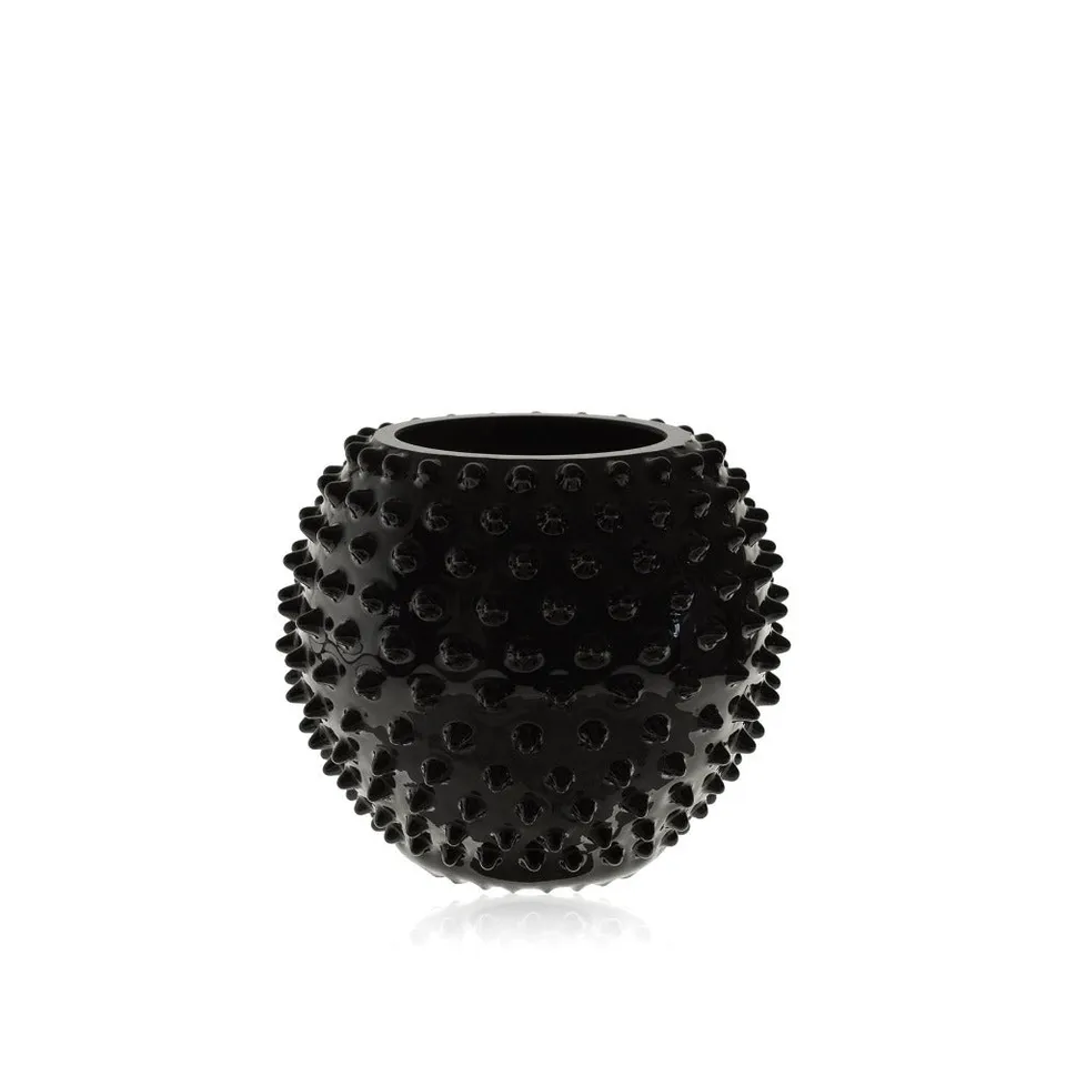klimchi-hobnail-black-vase-rond-verre-noir-souffl image 1
