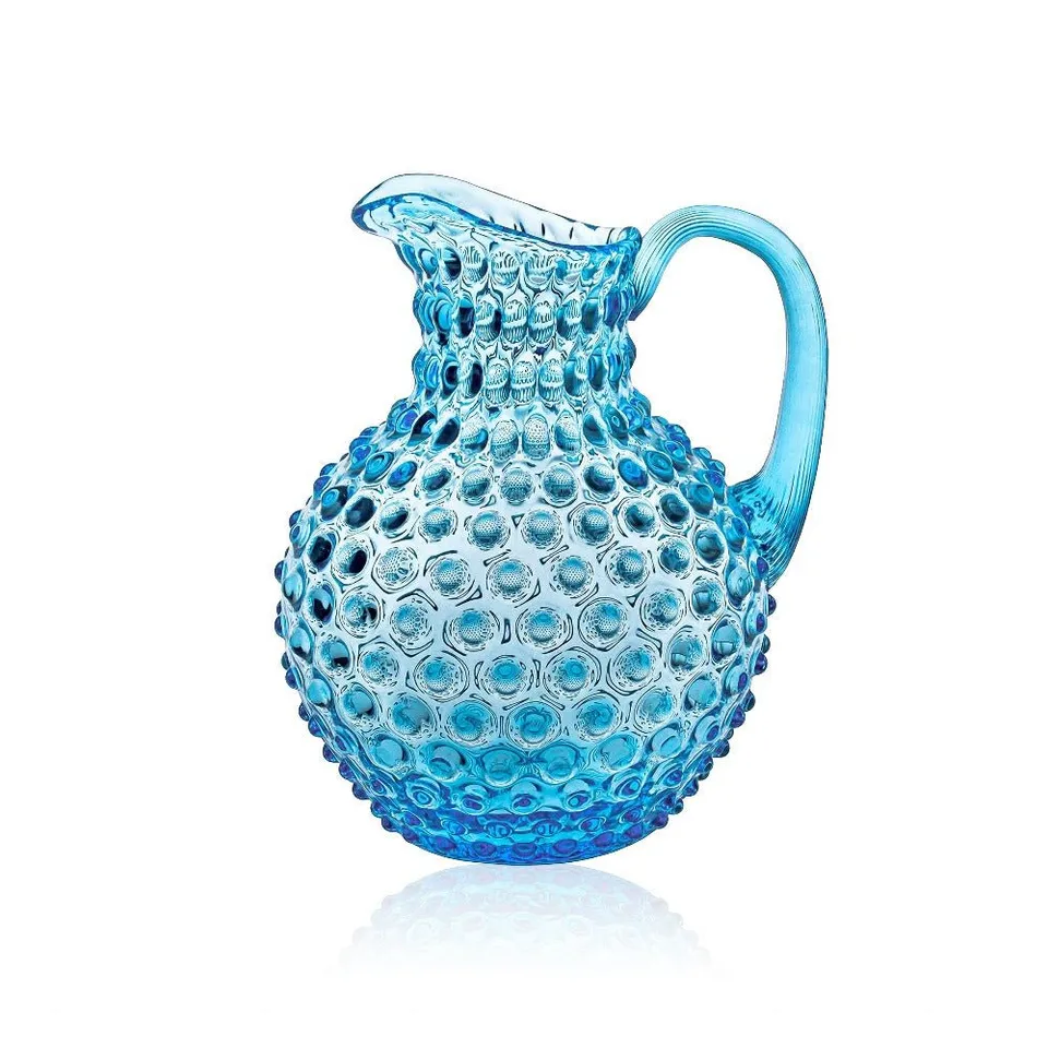klimchi-hobnail-pichet-bleu-azure-2-l-verre image 1