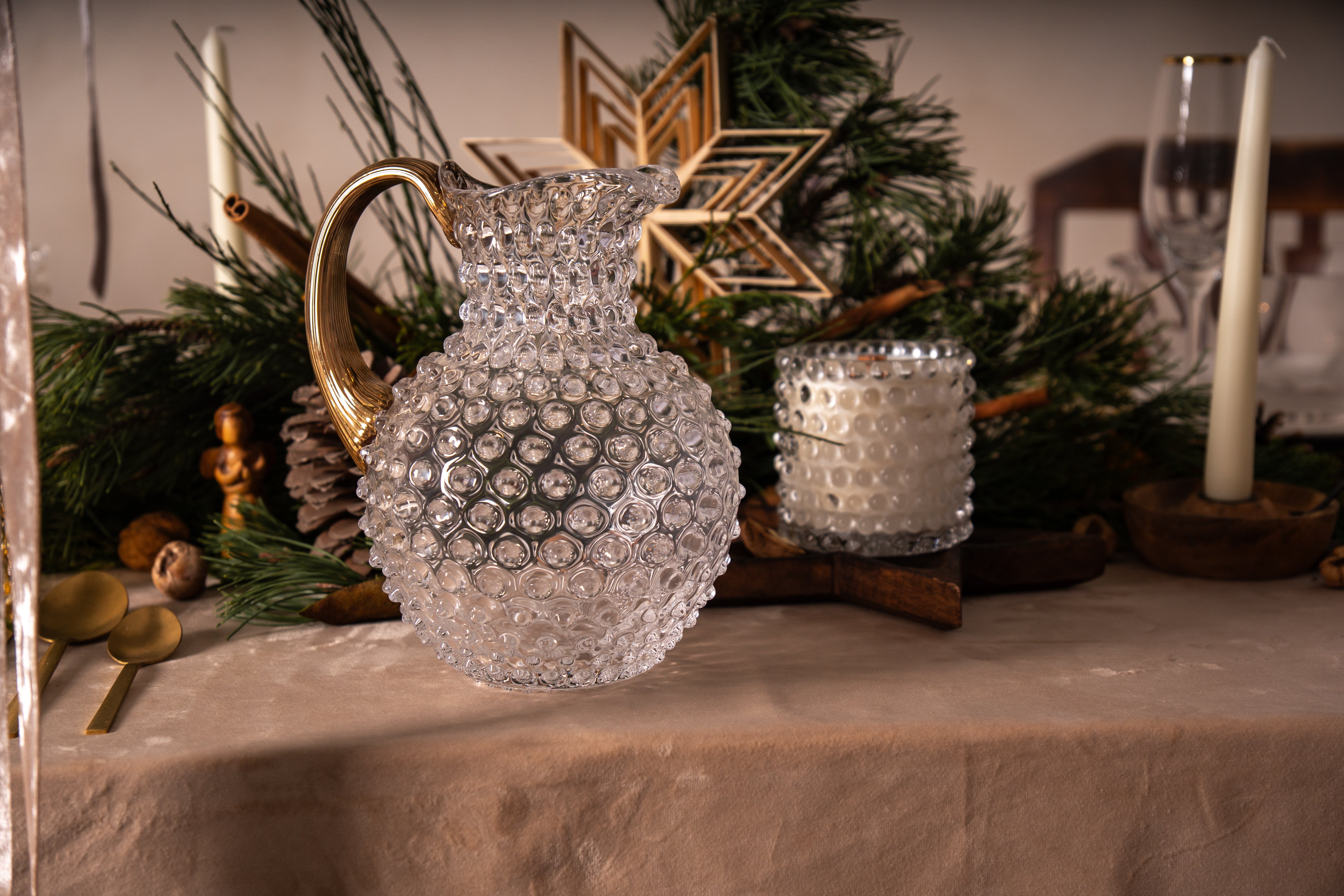 klimchi-hobnail-pichet-cristal-anse-or-2-l image 2