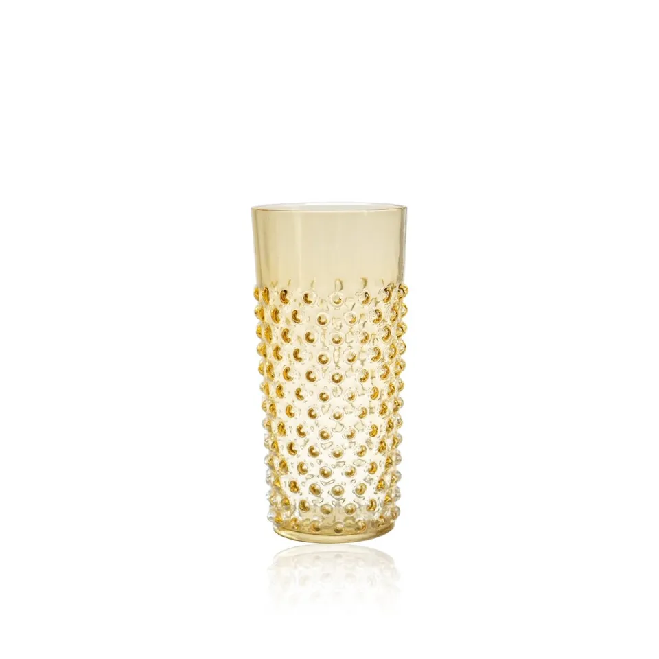 klimchi-hobnail-verre-ambre-400-ml-lot-de-2-fait-main image 1