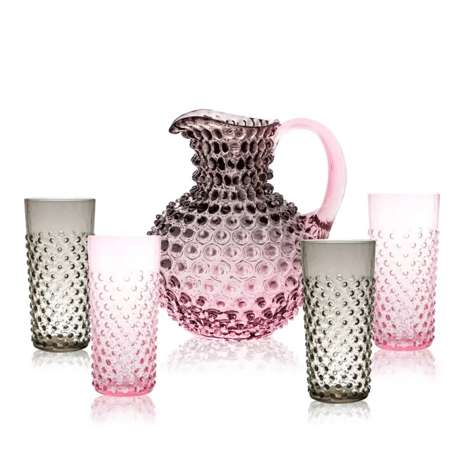 klimchi-hobnail-dusk-coffret-carafe-2000-ml-verre-fum image 1