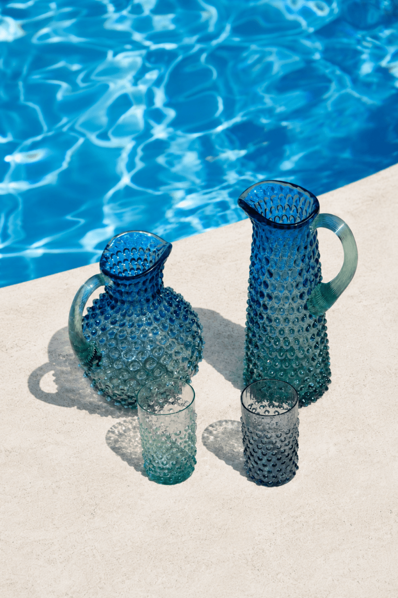 klimchi-hobnail-ocean-service-pichet-verres-bleu image 3