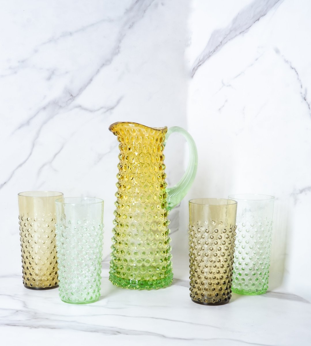 klimchi-hobnail-pichet-meadow-verres-hauts-service-cristal-vert image 2