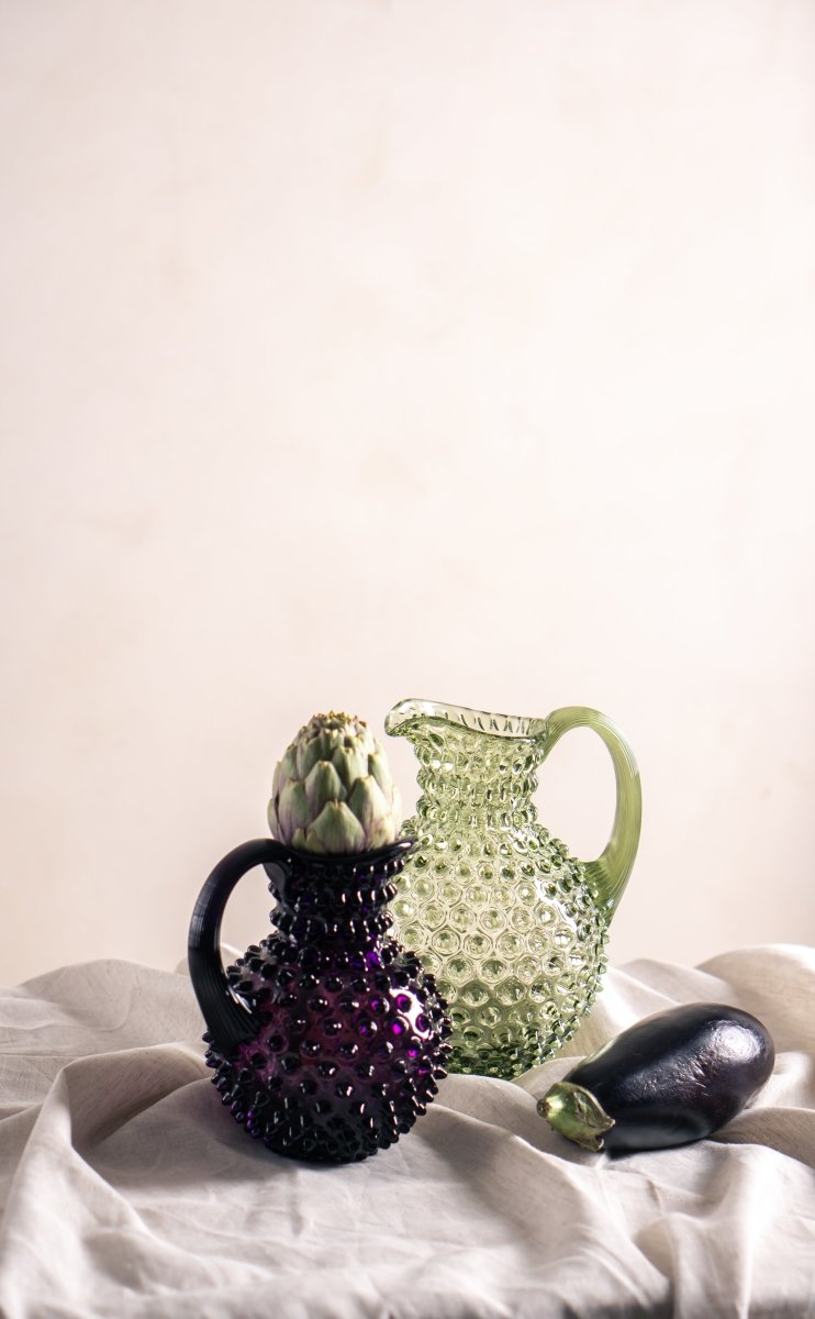 klimchi-hobnail-carafe-violet-1-l-verre-aigue-marine image 3