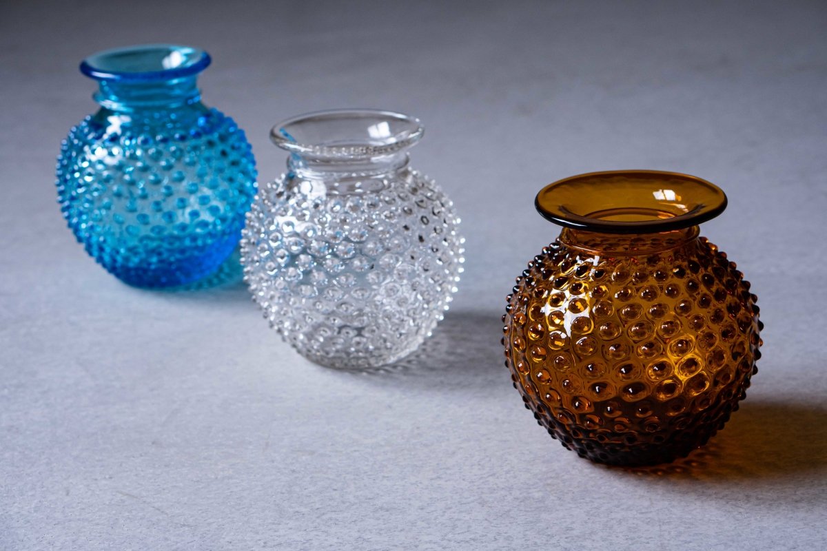klimchi-hobnail-amber-vase-col-ambre-petit-verre image 8