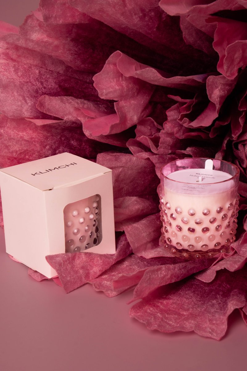 klimchi-hobnail-bougie-pivoine-cire-soja-rose image 4