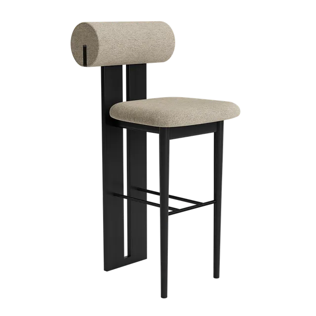 norr-11-hippo-tabouret-bar-65-cm-ch-ne-noir-tissu-sable image 1