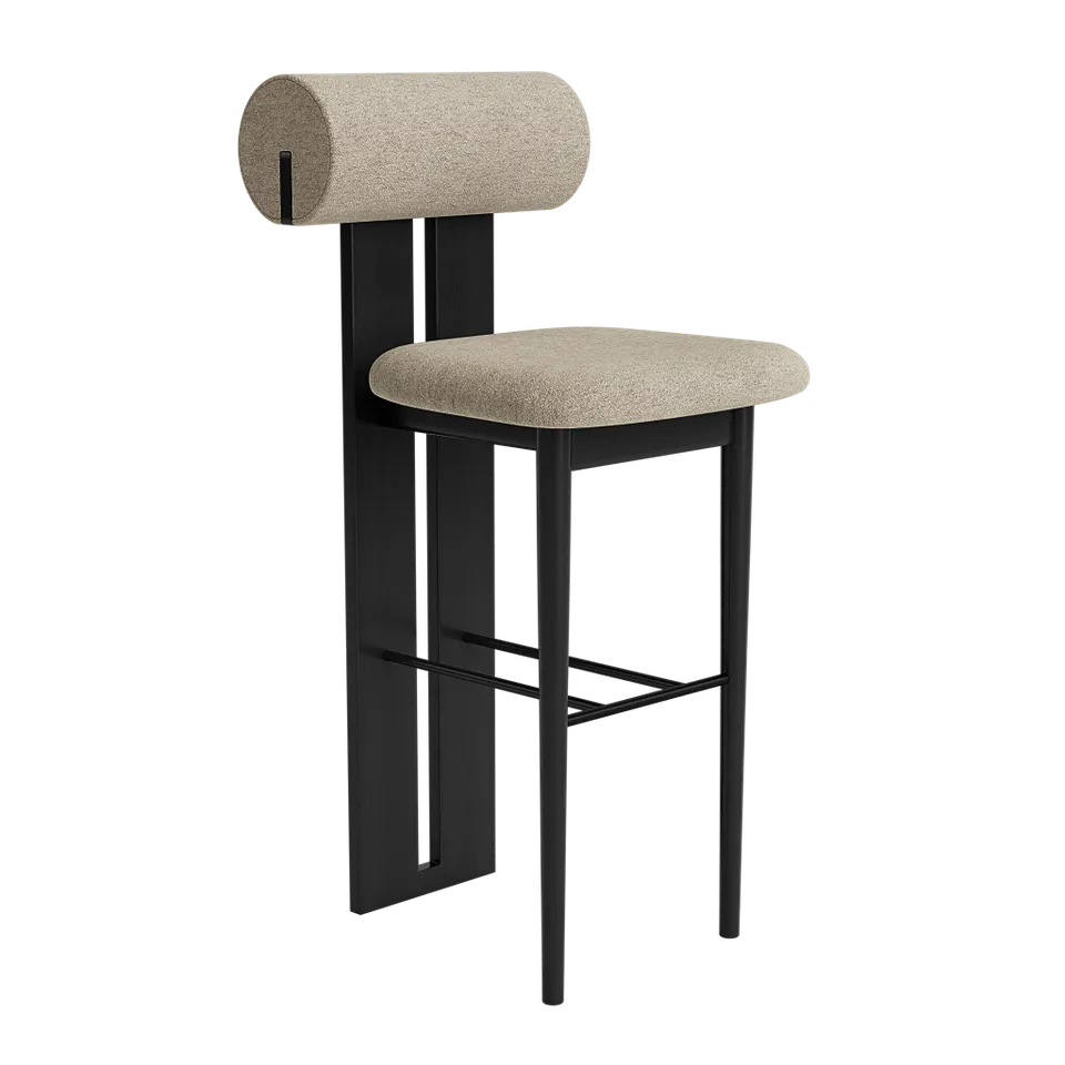 norr-11-hippo-tabouret-bar-65-cm-ch-ne-noir-tissu-sable image 1